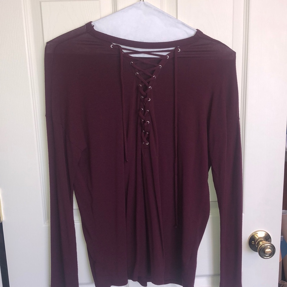 lace Up Long Sleeve top